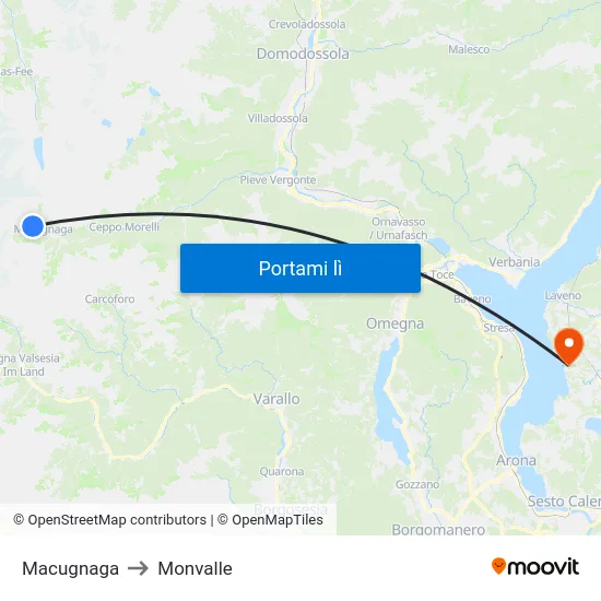 Macugnaga to Monvalle map