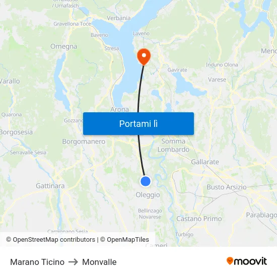 Marano Ticino to Monvalle map