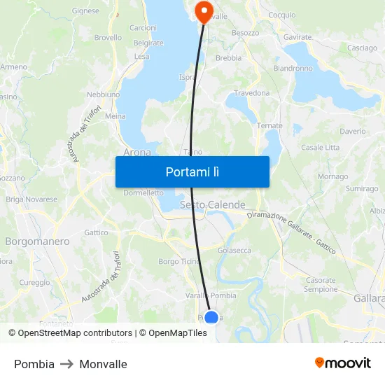 Pombia to Monvalle map