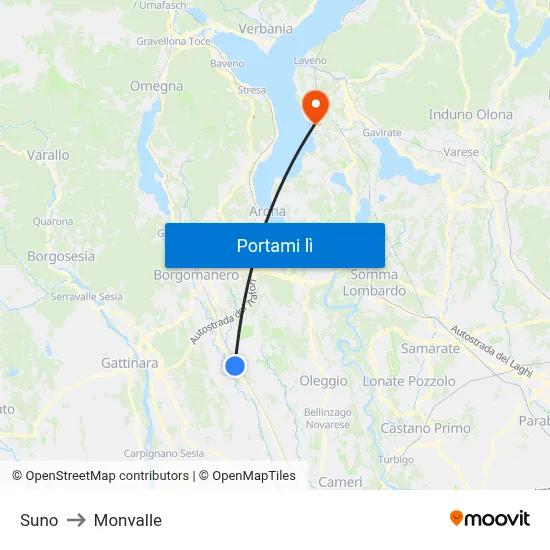 Suno to Monvalle map
