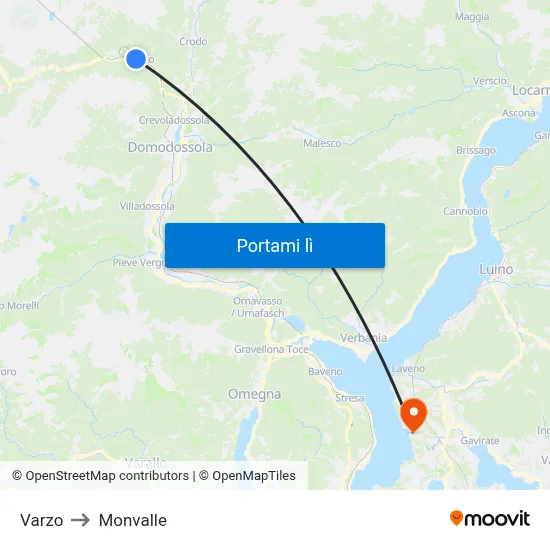 Varzo to Monvalle map