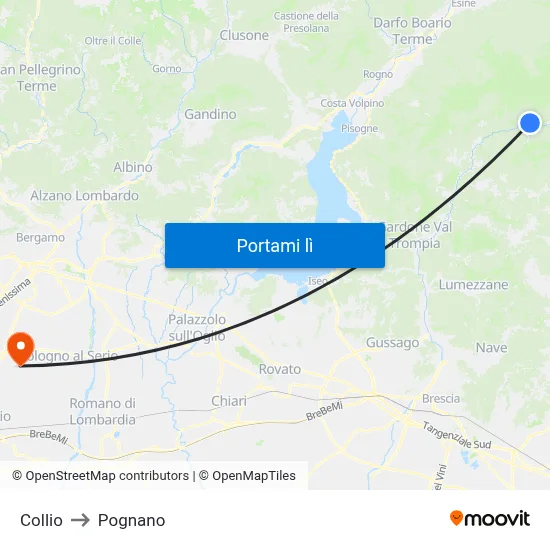Collio to Pognano map