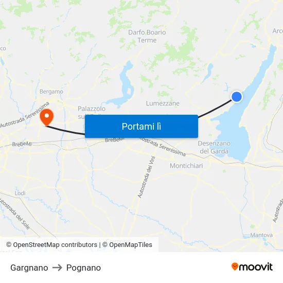 Gargnano to Pognano map