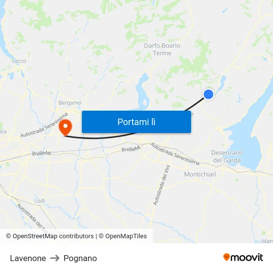 Lavenone to Pognano map