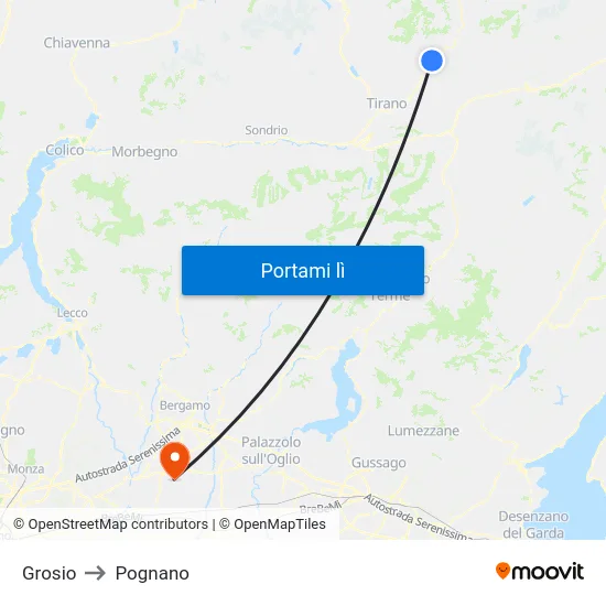 Grosio to Pognano map