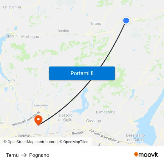 Temù to Pognano map