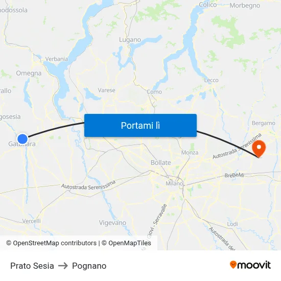 Prato Sesia to Pognano map