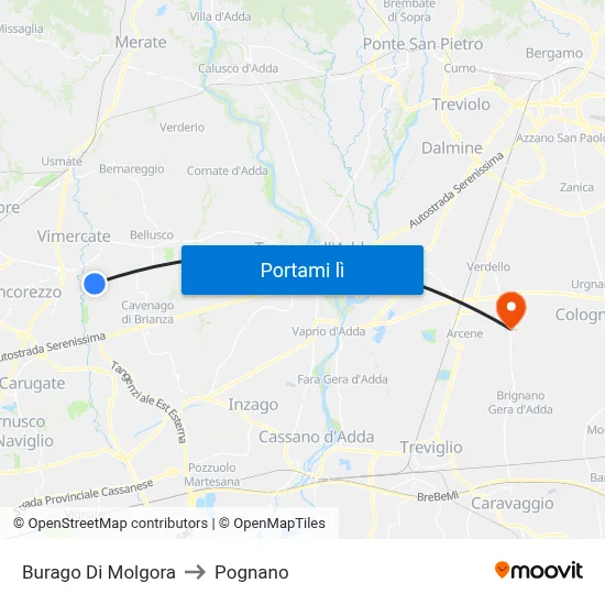 Burago Di Molgora to Pognano map