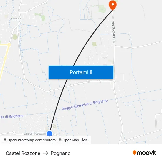 Castel Rozzone to Pognano map