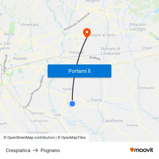 Crespiatica to Pognano map