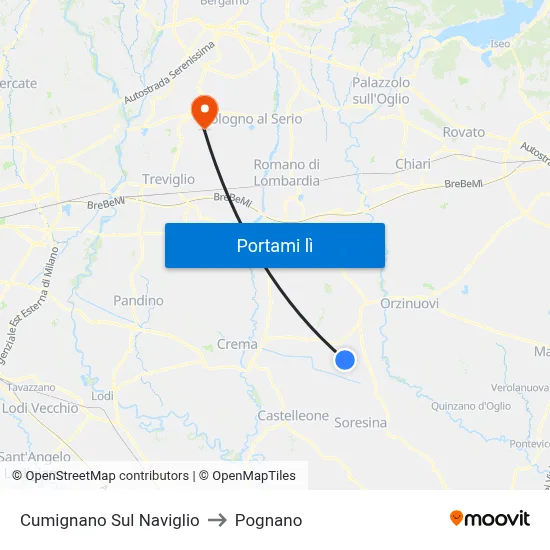 Cumignano Sul Naviglio to Pognano map