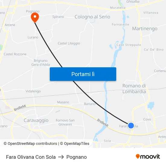 Fara Olivana Con Sola to Pognano map