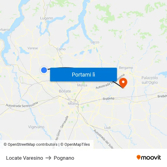 Locate Varesino to Pognano map
