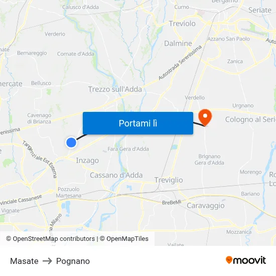 Masate to Pognano map