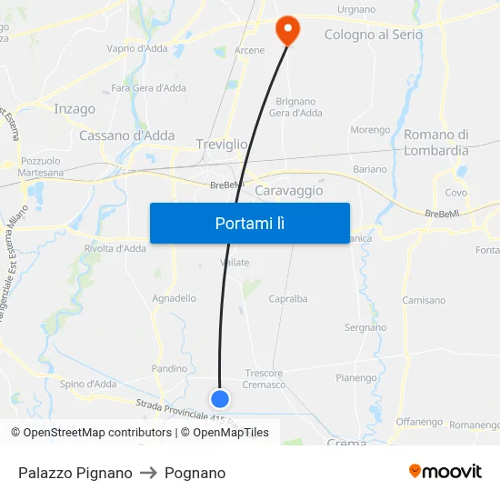 Palazzo Pignano to Pognano map