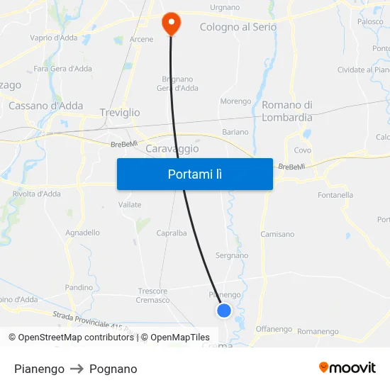 Pianengo to Pognano map