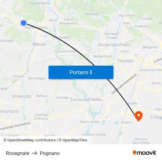 Rovagnate to Pognano map