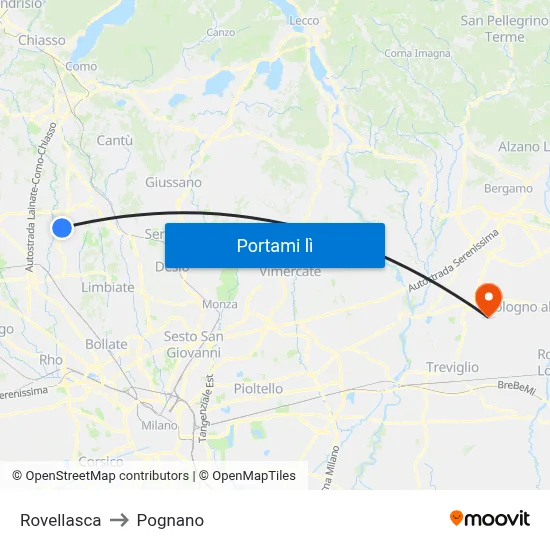 Rovellasca to Pognano map
