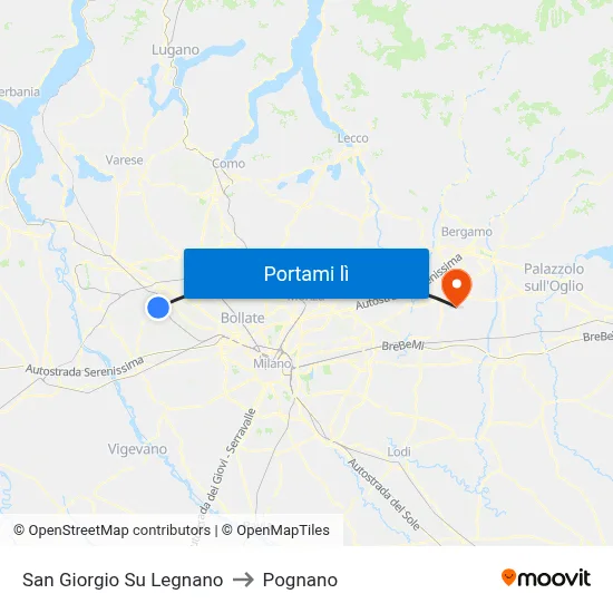 San Giorgio Su Legnano to Pognano map