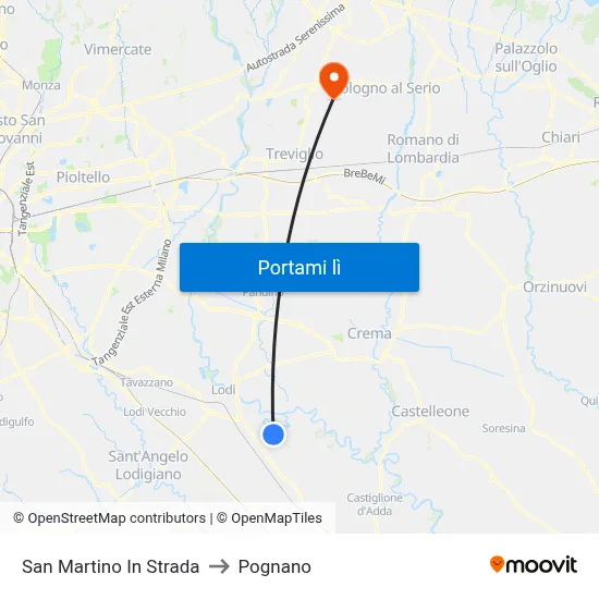 San Martino In Strada to Pognano map