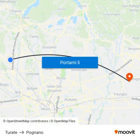 Turate to Pognano map