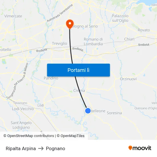 Ripalta Arpina to Pognano map