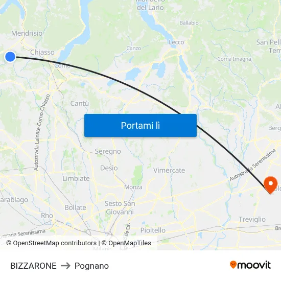 BIZZARONE to Pognano map