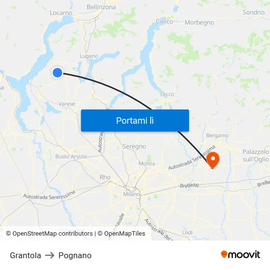 Grantola to Pognano map