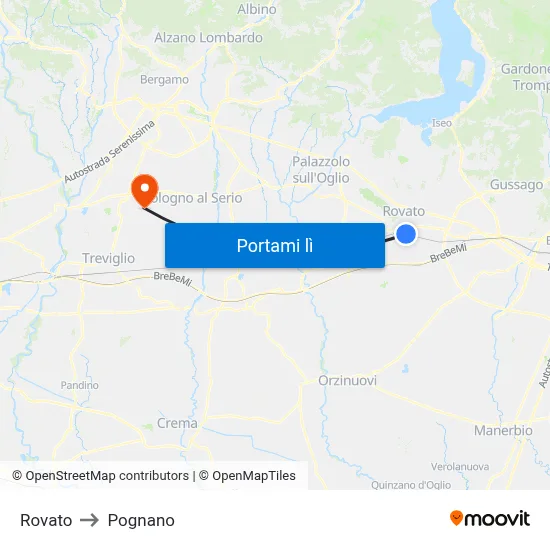 Rovato to Pognano map