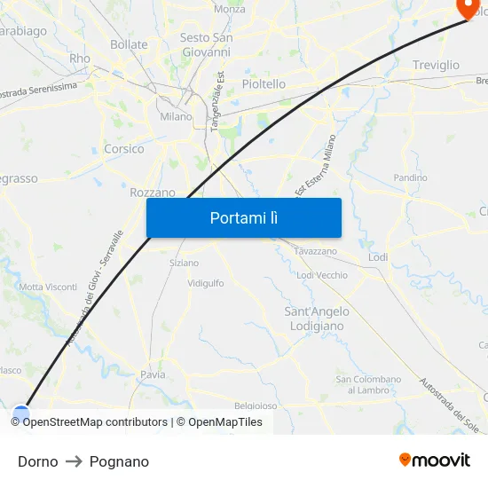 Dorno to Pognano map