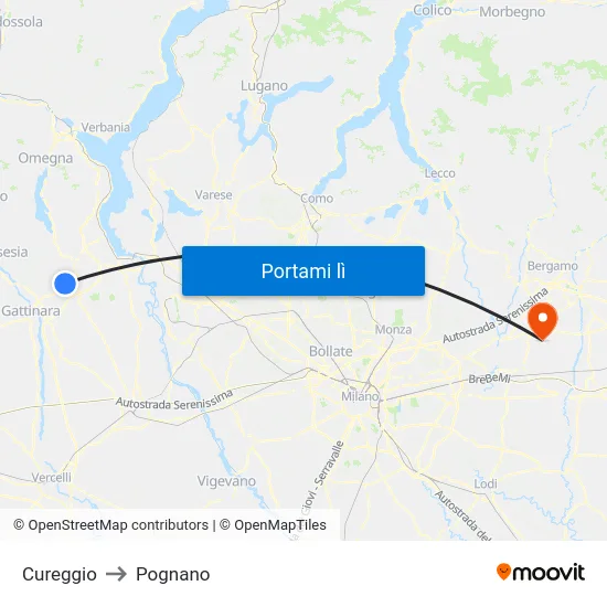 Cureggio to Pognano map