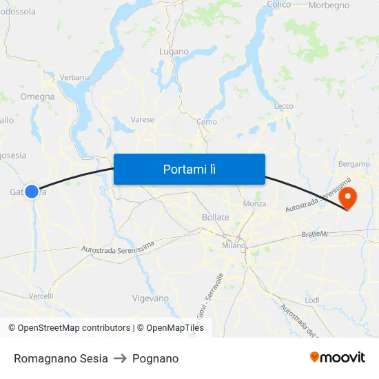 Romagnano Sesia to Pognano map