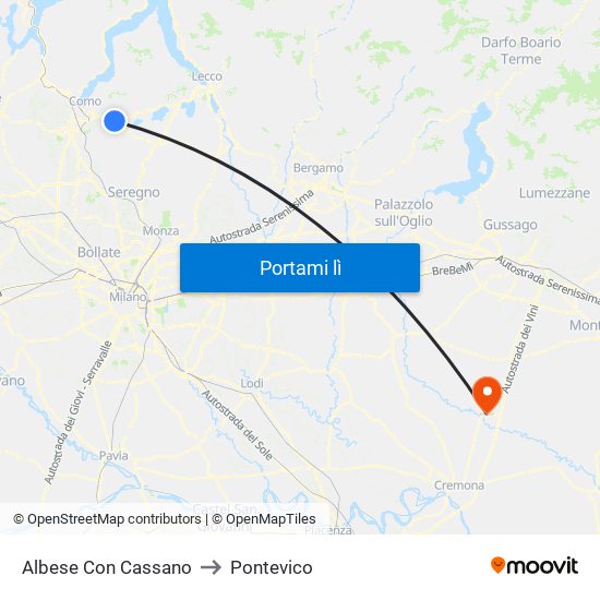 Albese Con Cassano to Pontevico map