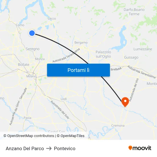 Anzano Del Parco to Pontevico map