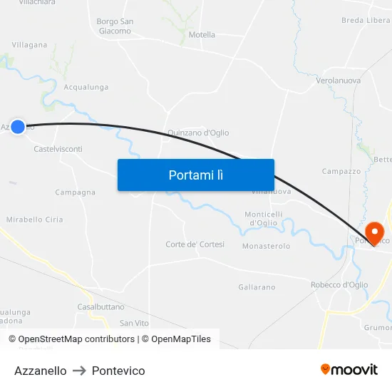 Azzanello to Pontevico map