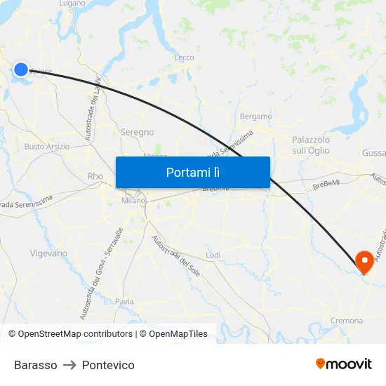 Barasso to Pontevico map