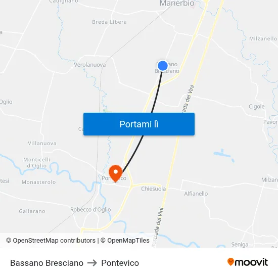 Bassano Bresciano to Pontevico map