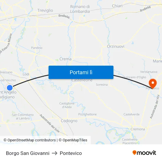 Borgo San Giovanni to Pontevico map