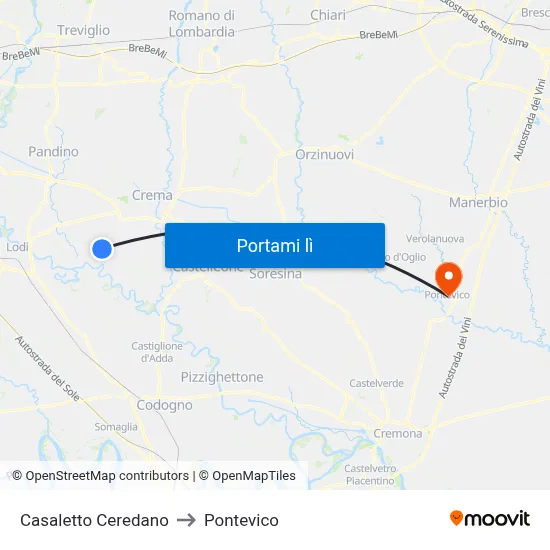 Casaletto Ceredano to Pontevico map