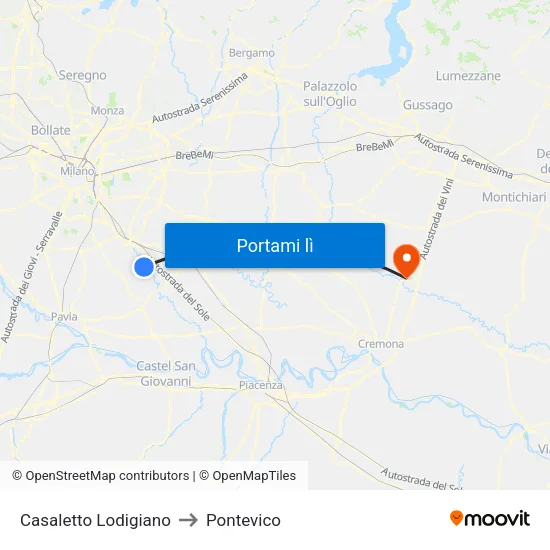 Casaletto Lodigiano to Pontevico map