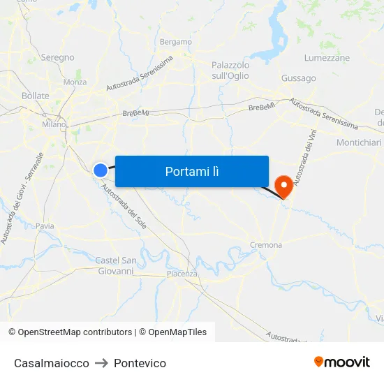 Casalmaiocco to Pontevico map