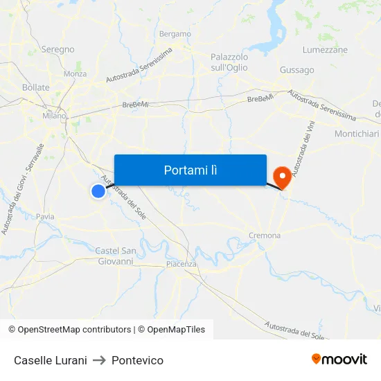 Caselle Lurani to Pontevico map