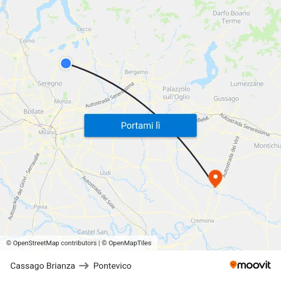 Cassago Brianza to Pontevico map