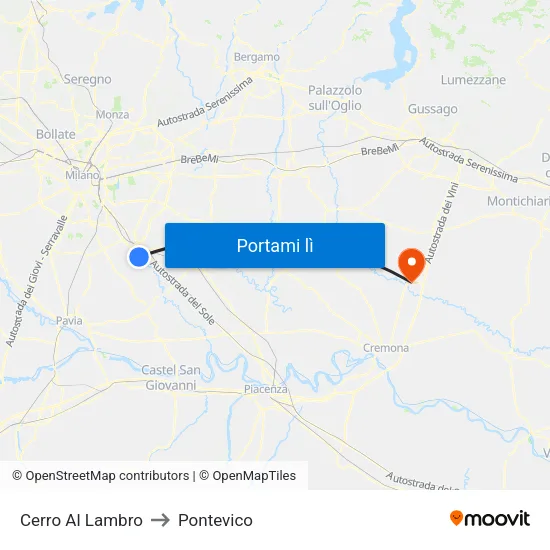 Cerro Al Lambro to Pontevico map