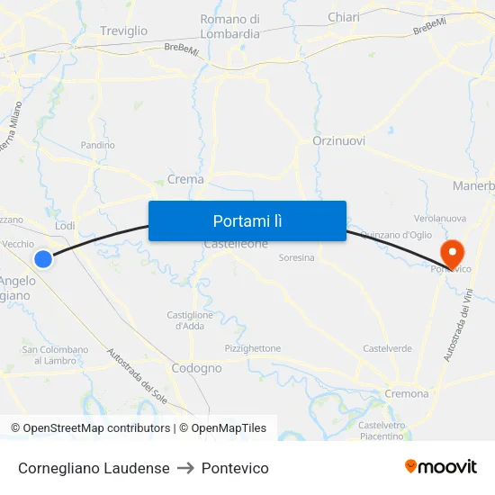 Cornegliano Laudense to Pontevico map