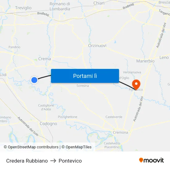 Credera Rubbiano to Pontevico map