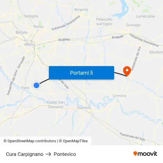Cura Carpignano to Pontevico map