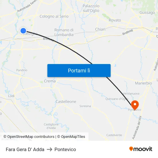 Fara Gera D' Adda to Pontevico map