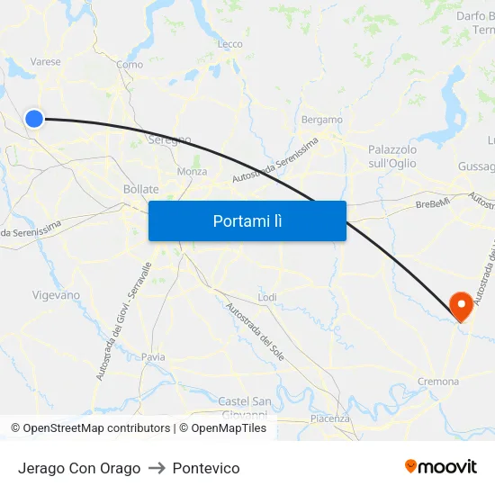 Jerago Con Orago to Pontevico map