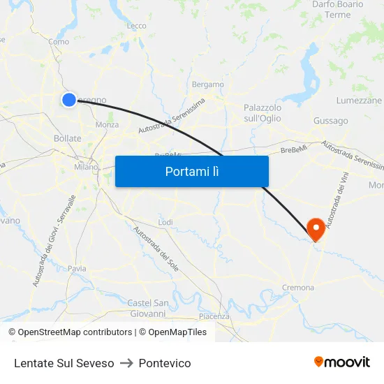 Lentate Sul Seveso to Pontevico map